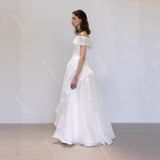 One-Word Shoulder Simple Wedding Dress Together To Go Out Of The Yarn Engagement Certificate White Dress Outdoor Wedding Yarn Main Yarn HZ0517