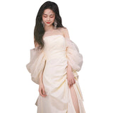 Bride Simple Long French Fascling Yarn Chao Xiansen Morning Dress Welcome Wedding Dress HZ0517