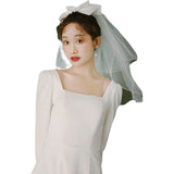 Sing Noodle Light Wedding Dress 2026 Spring New Travel Photo Retro Simple Long-Sleeved White Engagement Dress HZ0517