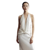 Hanging Neck Light Wedding Dress Bride 2026 New Simple French Style Seduced Temperament Bare Back White Engagement Dress Go Out Yarn HZ0517