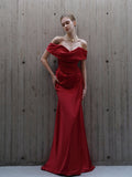 Acet-Drinking Clothes Bride Banquet West Queen Simple Design Large Size Thin Red Evening Dress Woman HZ0517
