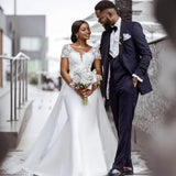 Drag-Tailed Wedding Dress Bride Wedding Fishtail Waist Wedding Dress High Sense Outdoor Church Wedding Dress HZ0517