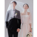 French Mid-Sleeved Light Wedding Dress 2026 Spring New White Simple Density Tail Wedding Welcome Yarn HZ0517