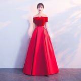 Choir Performance Suit 2026 New Velvet Stuff Blue Dress One-Word Shoulder Banquet Performance Evening Dress HZ0517