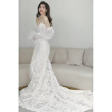 Lace Fishtail Light Wedding Dress French Retro Turf Wedding Twilight Twilight Yarn Bridal Wedding Dress Woman HZ0517