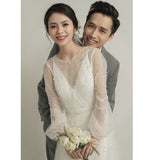 2026 Bride's New Exterior Out Of The Syarsen Family Travel Shot Super Fairy Simple Tail White Thin And Light Wedding Dress HZ0517