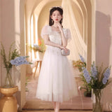 White French Evening Dress Female Fashion Banquet Fairy Temperament Summer Dress Daily Can Wear Graduation Ceremony HZ0517