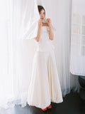One-Word Shoulder-Sand-Faced Light Wedding Dress Bride Simple Niche French-Style Shoulder Certificate Registration Small White Dress Engagement Dress HZ0517