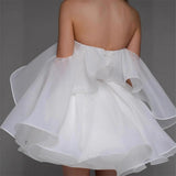Vintage Shoulder French Short Dress White Engagement New Light Wedding Temperament Elegant Birthday Dress Dress Dress HZ0517