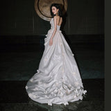 French Brated Light Wedding Dress Bride Niche Densate Out Yarn Short Small Tow White Flower Birthday Dress HZ0517