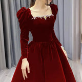 A Toasting Dress Bridal Atmospheric Red Fashion Evening Dress Women Summer Wedding Engagement Usually Wear A Small Elegant HZ0517