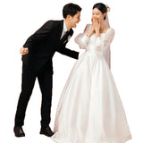 French Light Wedding Dress 2026 New Bride Simple Vertine Long Sleeves Go Out To Welcome The Super Fairy Temperament White Dress HZ0517