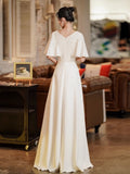 White Evening Dress Female Banquet Temperament Can Usually Wear Light Luxury Small Long Engagement Dress Dress Dress HZ0517