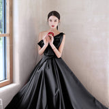 Black Evening Dress 2026 New Year's Year Of The Year Of The Year Of The Side Of The Bow Banquet Dress HZ0517