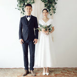 Large-Size Wedding Dress White Morning Dress Showing Thin Bride Taking Pictures Of The Yarn Of The Stingy Dress Simple Travel Yarn HZ0517