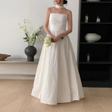 Korean-Style Light Wedding Dress With Simple Light Luxury Niche Travel Engagement Certificate Temperament Evening Dress White Dress HZ0517