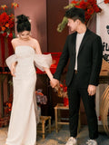 Brassed Engagement Light Wedding Dress 2026 New Bridal French-Style Densate Repair Fishtail Travel Yarn HZ0517