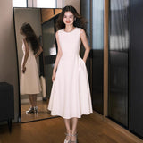 French-Style Densted-Faced Bridal High-End Light Luxury Niche Brides Sleeveless Engagement Dress Daily Certificate Registration Dress HZ0517