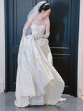 French-Style Silken Dress Simple Bride Breast Lace Out-Dress Light Niche Tail Welcome Evening Dress Dress HZ0517