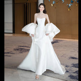 French State Brao Shot Wedding Dress 2026 New Bridal Small White Simple Go Out Main Wedding Dress Woman HZ0517