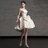 Brased Densate French Light Wedding Dress 2026 New Birthday Dress White Card Registration Small Dress HZ0517