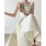 White Retro Sling Dress Card Small Dress Card Small White Dress Temperament Thin Evening Dress Party Party Small Dress HZ0517
