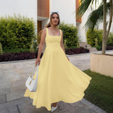 Banquet Dress 2026 Summer New Women's Temperament Square With Sleeveless Belt Sling Dress HZ0517