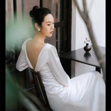 Vintage Light Wedding Dress Court Hepden Bride Long-Sleeved Welcome Suit Temperament Thin French Simple Simplicity Of Simplicity Of The Dress Woman HZ0517