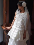 French Light Wedding Dress Bridal Girl Flower Studio Dress Morning Dress Daily Certificate Registration Small White Dress HZ0517