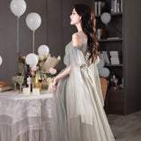 Gray Birthday Birthday Evening Dress Dress Host High-End High-End Feeling 18-Year-Old Adult Gift Art Exam Engagement Morning Robe HZ0517