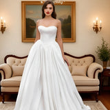 Light Wedding Dress White Bra Tug Bridal Wedding Dress Simple Dress HZ0517