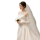 French-Style Linden Light Wedding Dress Bride Simple Breast-Wearing Temperament Waist Fish Tail Go Out Yarn Tail White Dress HZ0517