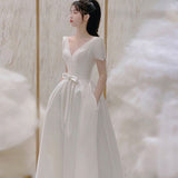 French Light Wedding White Vertiny Evening Dress Woman 2026 New Banquet Design Feel Engagement Dress HZ0517