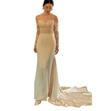 Bride A Word Shoulder Light Wedding Dress 2026 New Temperament Sen Series Super Fairy Korean Lace Welcome Dress Woman HZ0517