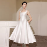 White Sling Model Light Wedding Dress Dress 2026 Spring Sleeveless Bridal Certificate Registration Small White Dress Evening Dress HZ0517