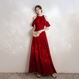French Black Hanging Neck Dress 2026 New Banquet Temperament Long Student Art Test Vocal Piano Performance Suit HZ0517