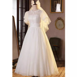 2026 Spring New Retro Travel Photo Wedding Dress Hepburn Hong Kong Style Simple Fashion White Yarn HZ0517