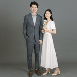 Certificate Registration Small White Dress Hepburn Thin French-Style Sedable Dress Small Wedding Dress Small Man Engagement Dress HZ0517