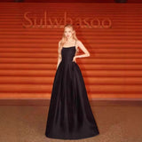 French-Style Densant Black Sling Temperament Thin Banquet Annual Party Hosting Birthday Party Show Evening Dress Dress Dress HZ0517