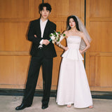 French Travel Shoots The Fasint Face Light Wedding Dress Bride's Niche Temperament Simple Bosom Card Small White Dress Engagement White Dress HZ0517