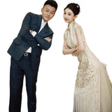 Flagg-To-Shirt High-End Bridal Engagement Dress Sexy Collar Dress Elegant Temperament HZ0517