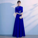 Adult Choir Performance Costume Female Dress Host Student Chorus Folk Song Conductor Costume Chinese Evening Dress HZ0517
