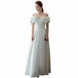French-Style Linden Bridal Bride Simple Temperament Shoulder-To-Shoulder To Go Out Syarn Welcome Dress Dress Small HZ0517