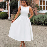 Women's Slings Light Wedding Dress 2026 Sexy Bare Back Dignified Round-Neck Temperament Waist Evening Dress HZ0517