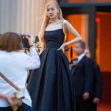 French-Style Densant Black Sling Temperament Thin Banquet Annual Party Hosting Birthday Party Show Evening Dress Dress Dress HZ0517