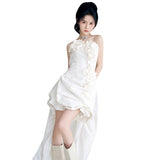 White Sexy Breasted Flower Light Wedding Dress 2026 New French Thin Simple Stume Welcome Yarn HZ0517