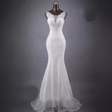 2026 Spring New White Lace Fishtail Bride Wedding Dress With Thin Shoulders Tail Wedding Dress HZ0517