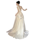 Korean-Style Seduced Wedding Dress 2026 Temperament Is Thin And White Simple Out Of The Door Sexy Naked Bride Tail Dress HZ0517