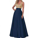 Women's Lien Rose Gold Evening Dresses Ball Dresses V-Necked Backs Of The Leadsmaid's Dresses Dinner Party Evening Dresses HZ0517