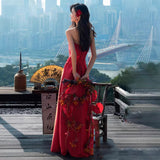 French Toasting Bride Red Morning Robe Female High Sense Light Luxury Temperament Engaged To Wedding Fishtail Brawn Dress Dress HZ0517